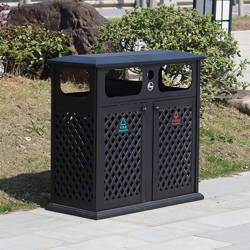 Aluminum Metal Double Recycling Waste bin