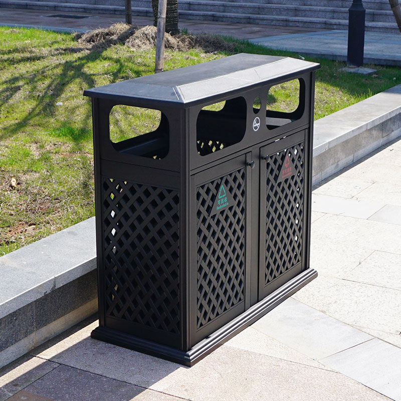 Aluminum Metal Double Recycling Waste bin
