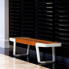 Outdoor Wood and Metal Backless Bench