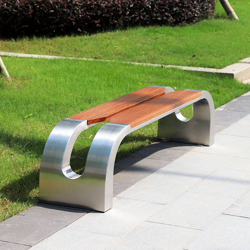 Outdoor Leisure Park Bench Seat Wooden Flat Bench Backless Seating Chair