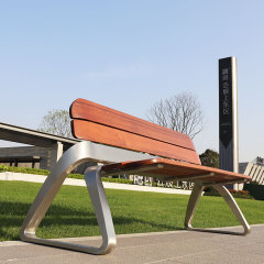 Outdoor Stainless Steel Park Bench Wooden Chair With Backrest