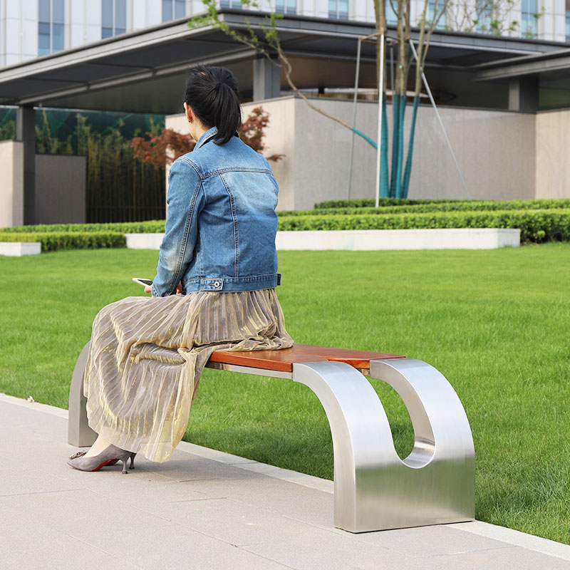 Outdoor Leisure Park Bench Seat Wooden Flat Bench Backless Seating Chair