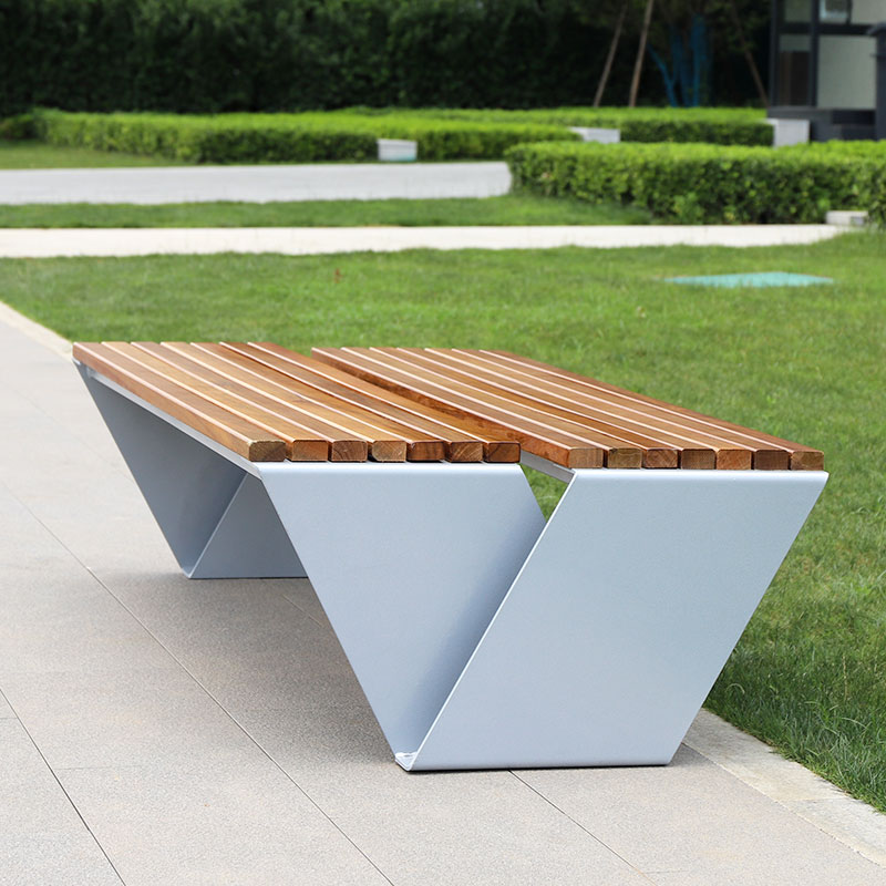 Long Wooden Sitting Leisure Bench For Outdoor