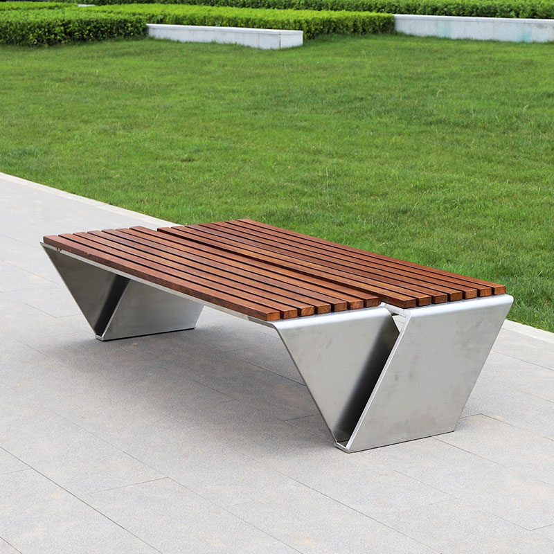 Long Wooden Sitting Leisure Bench For Outdoor