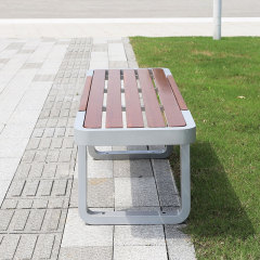 Outdoor Wood and Metal Backless Bench