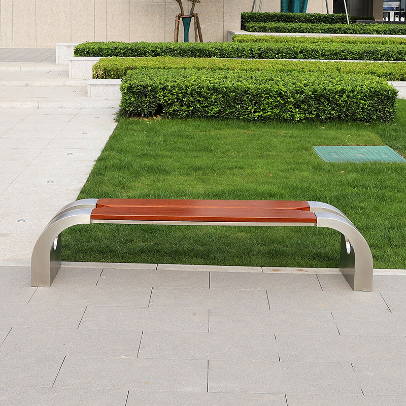 Outdoor Leisure Park Bench Seat Wooden Flat Bench Backless Seating Chair