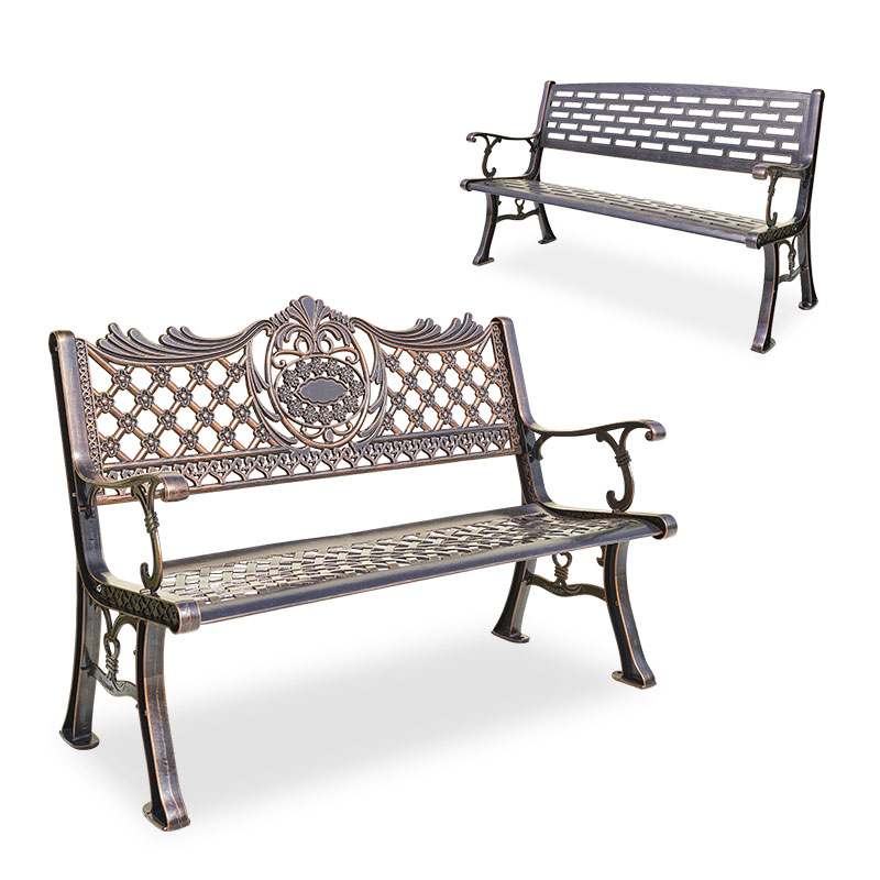 Rustic Waterproof Cast Aluminum Patio Bench,Outdoor Benches