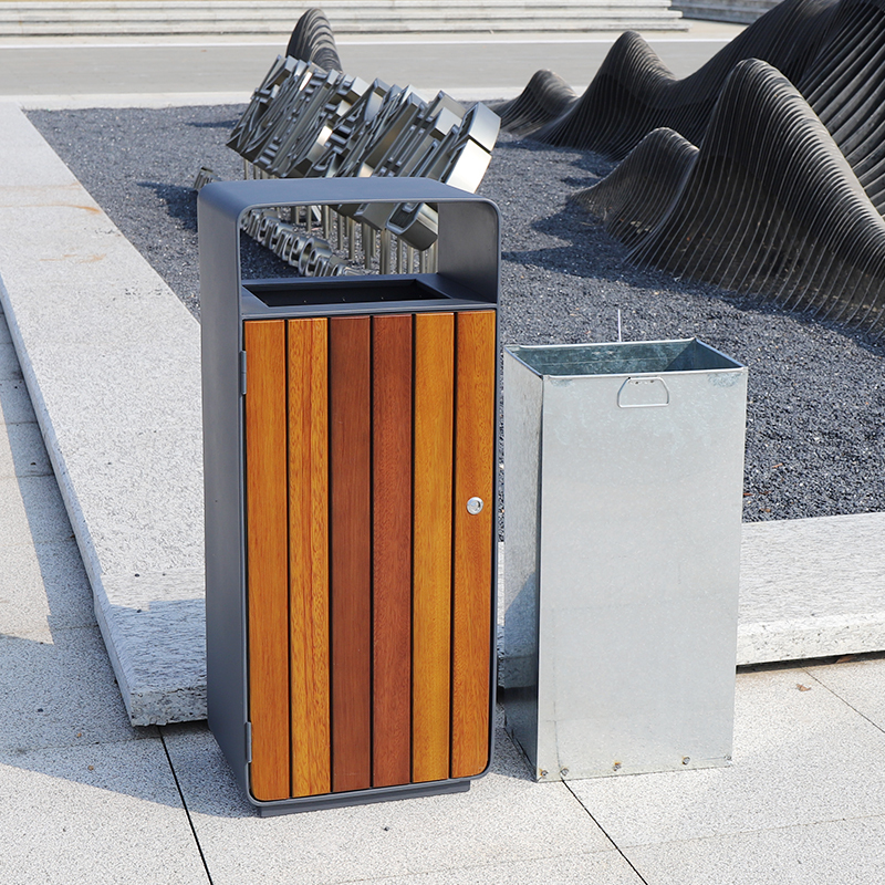 Outdoor Wooden Trash Can