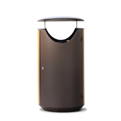 Round Metal And Wood Trash Cans