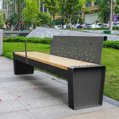 Outdoor Stainless Steel Park Bench Wooden Chair With Backrest