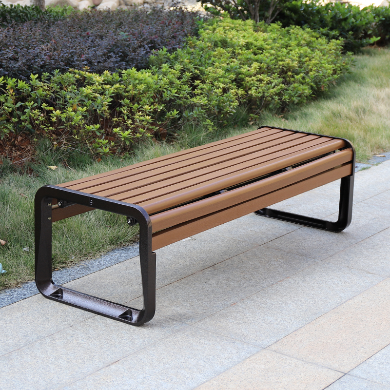 Backless Bench Wood Park Bench Patio Seat