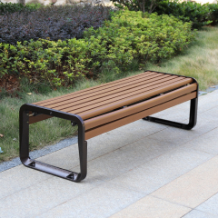 Backless Bench Wood Park Bench Patio Seat