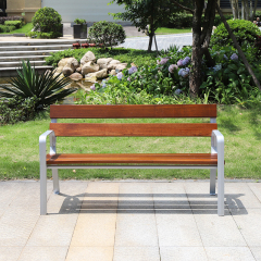 Wooden Chair With Handle Backrest Outdoor Bench Seating for Street