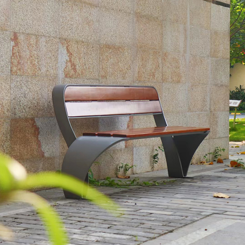 Wooden Park Chair Outdoor Bench with Backrest