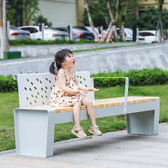 Outdoor Stainless Steel Park Bench Wooden Chair With Backrest