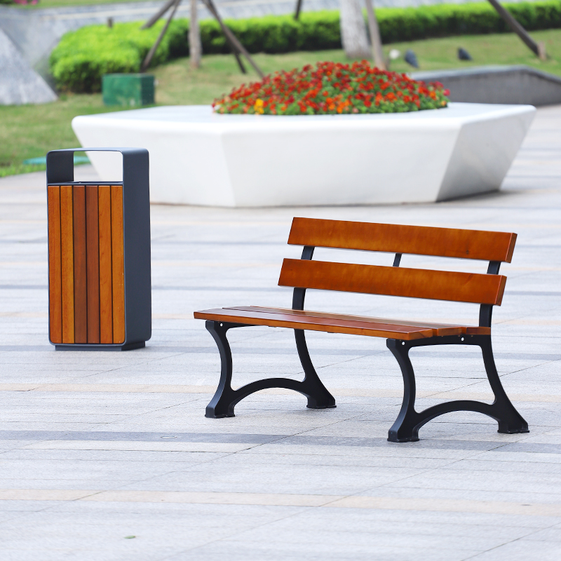 Wooden Park Chair Outdoor Bench with Backrest