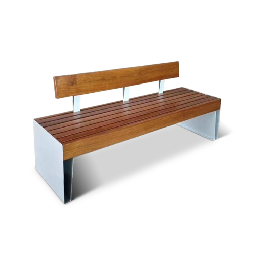 Wooden Park Chair Outdoor Bench with Backrest