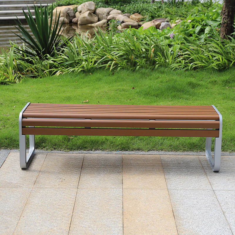 Backless Bench Wood Park Bench Patio Seat
