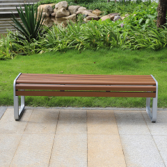 Backless Bench Wood Park Bench Patio Seat