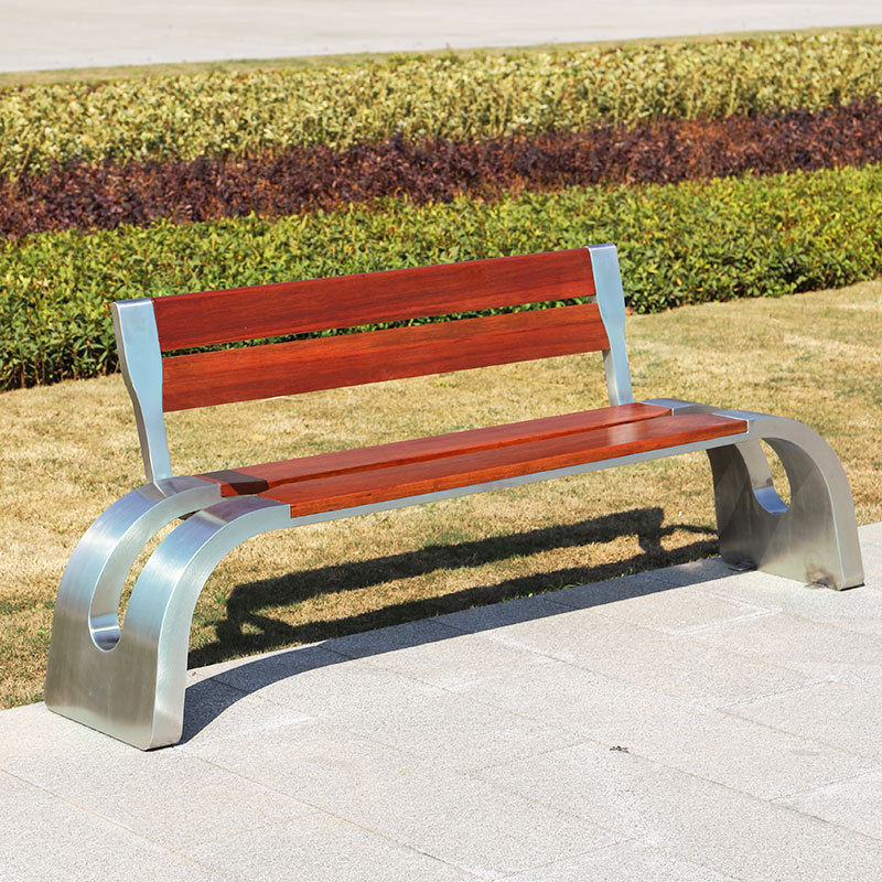 Wooden Park Chair Outdoor Bench Seating with Armrest Handle