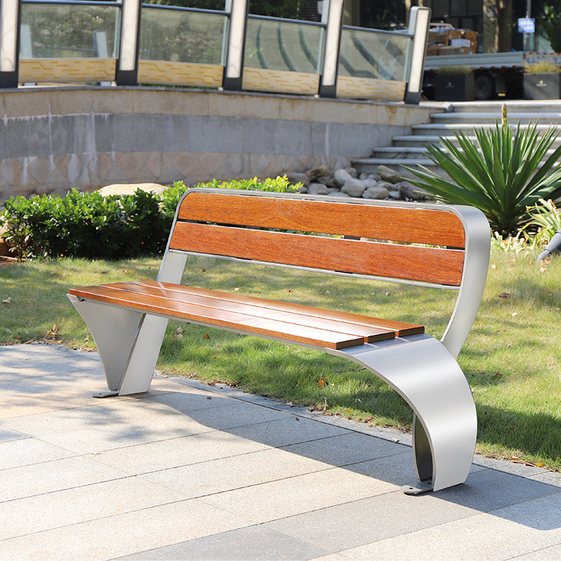 Wooden Park Chair Outdoor Bench with Backrest