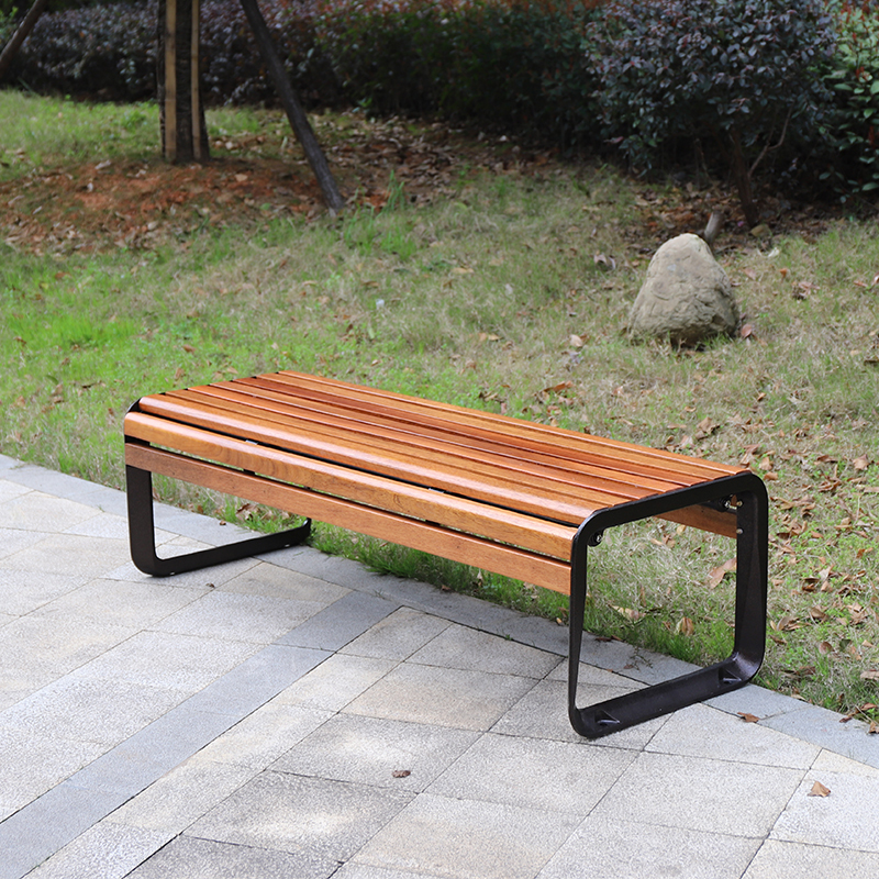 Backless Bench Wood Park Bench Patio Seat