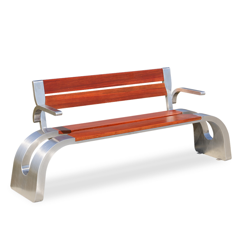 Wooden Park Chair Outdoor Bench Seating with Armrest Handle
