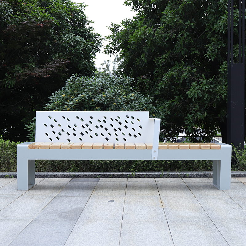Outdoor Stainless Steel Park Bench Wooden Chair With Backrest