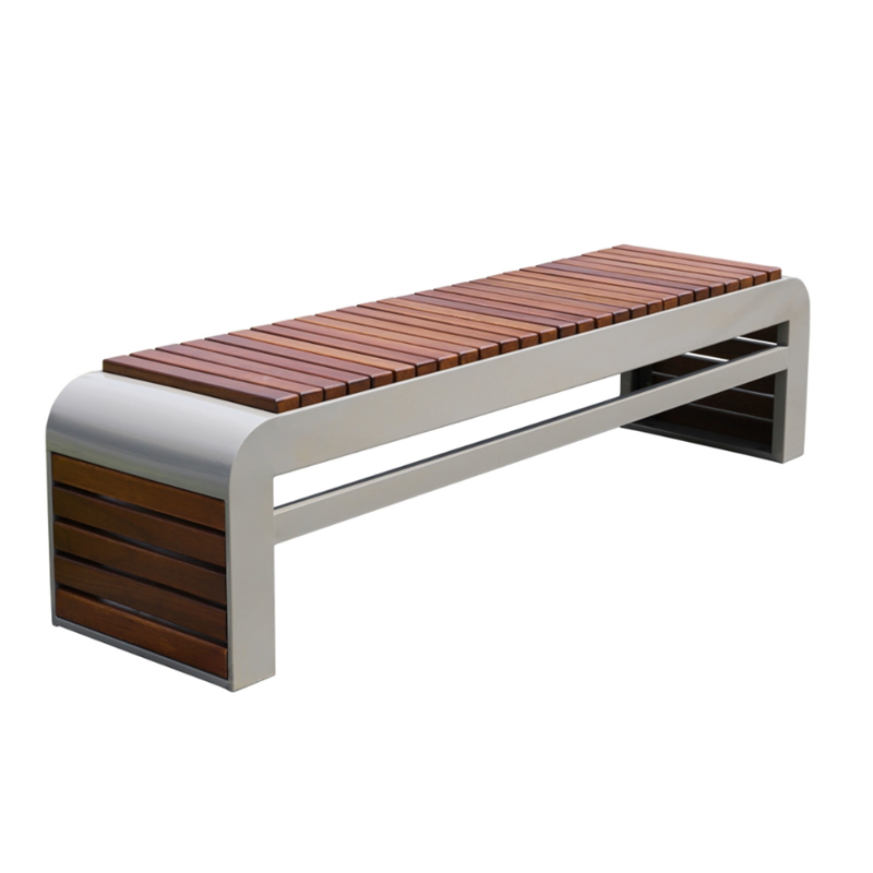 Long Bench Backless Wooden Park Chair Outdoor Bench