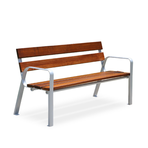 Wooden Chair With Handle Backrest Outdoor Bench Seating for Street