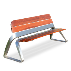 Outdoor Stainless Steel Park Bench Wooden Chair With Backrest
