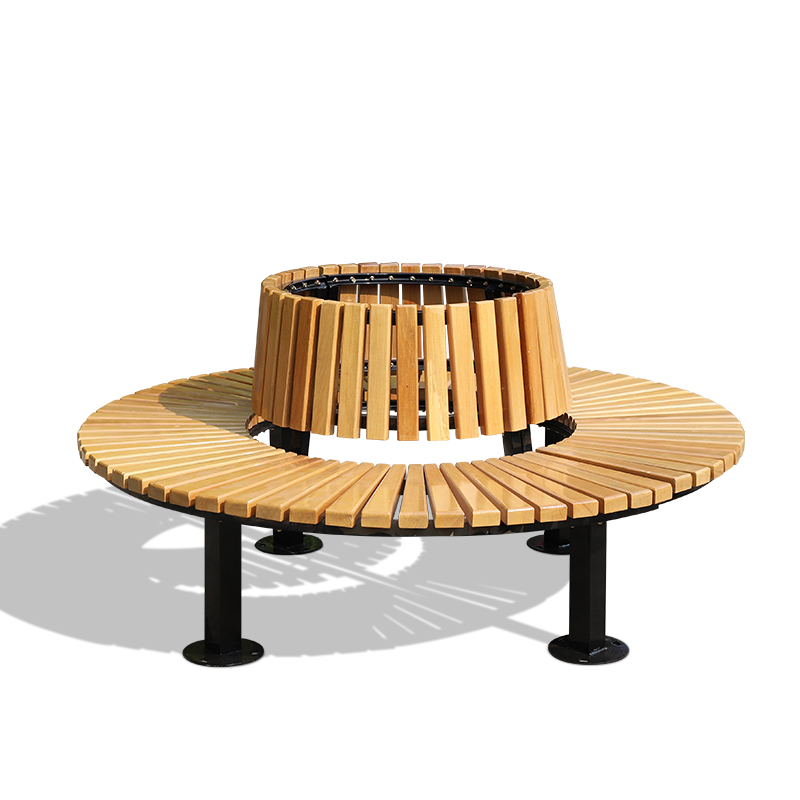 Modern Round Metal and Wooden Tree Bench for Outdoor Furniture for Patio Schools Villas Hospitals Parks
