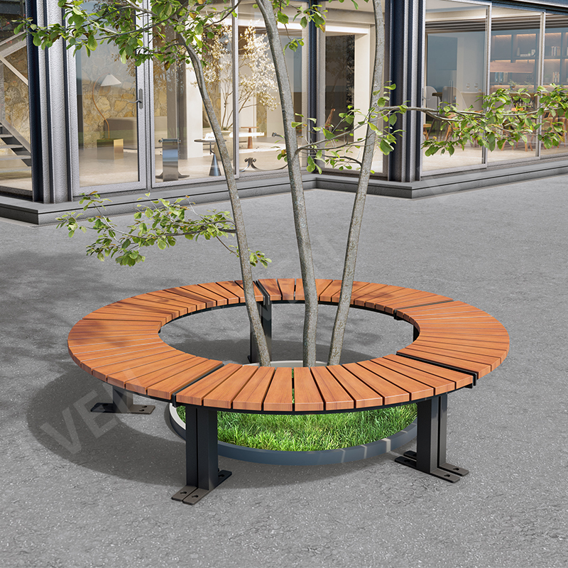 Street bench outdoor public urban seat wood bench for park
