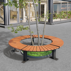 Street bench outdoor public urban seat wood bench for park
