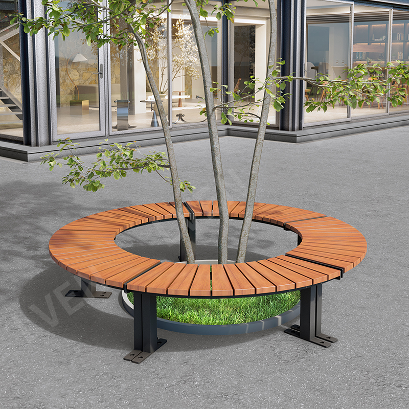 Street bench outdoor public urban seat wood bench for park