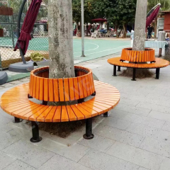 Modern Round Metal and Wooden Tree Bench for Outdoor Furniture for Patio Schools Villas Hospitals Parks
