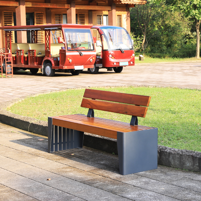 Wooden Park Chair Outdoor Bench with Backrest