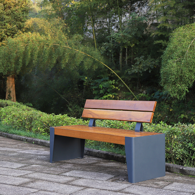 Wooden Park Chair Outdoor Bench with Backrest