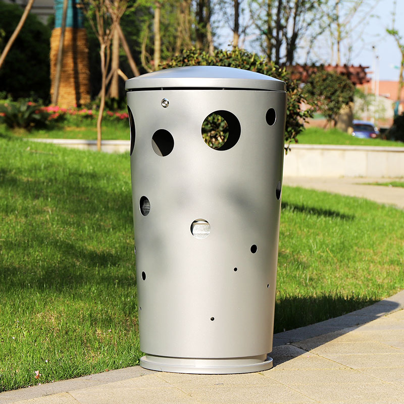 Street Metal Round Garbage Bin