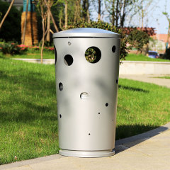 Street Metal Round Garbage Bin
