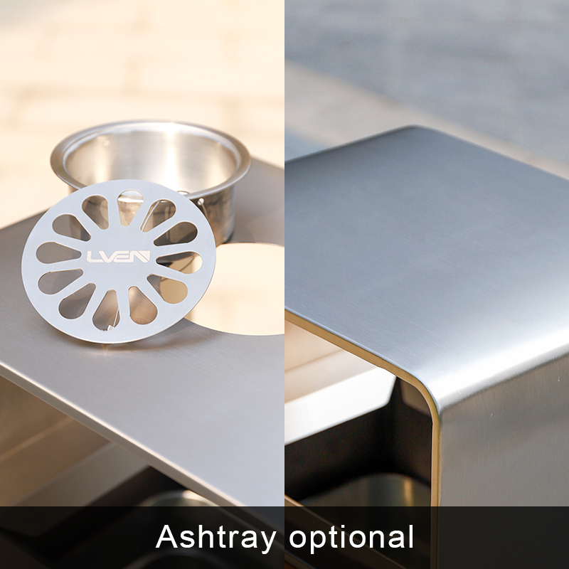Stainless Steel With PS Plastic Wood Trash Bin