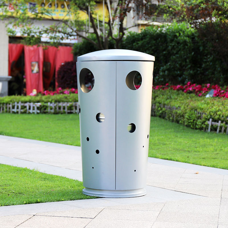 Street Metal Round Garbage Bin