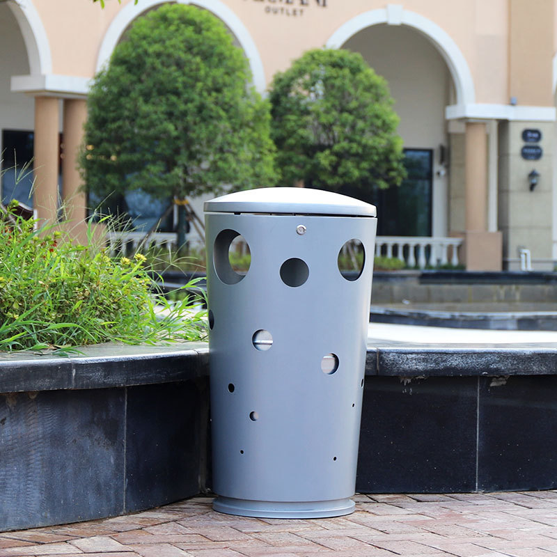 Street Metal Round Garbage Bin