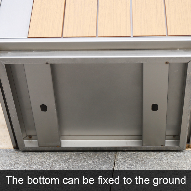 Stainless Steel With PS Plastic Wood Trash Bin