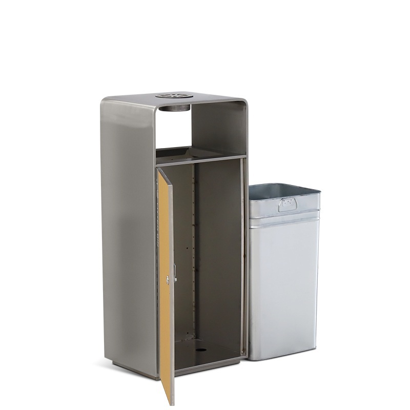 Stainless Steel With PS Plastic Wood Trash Bin