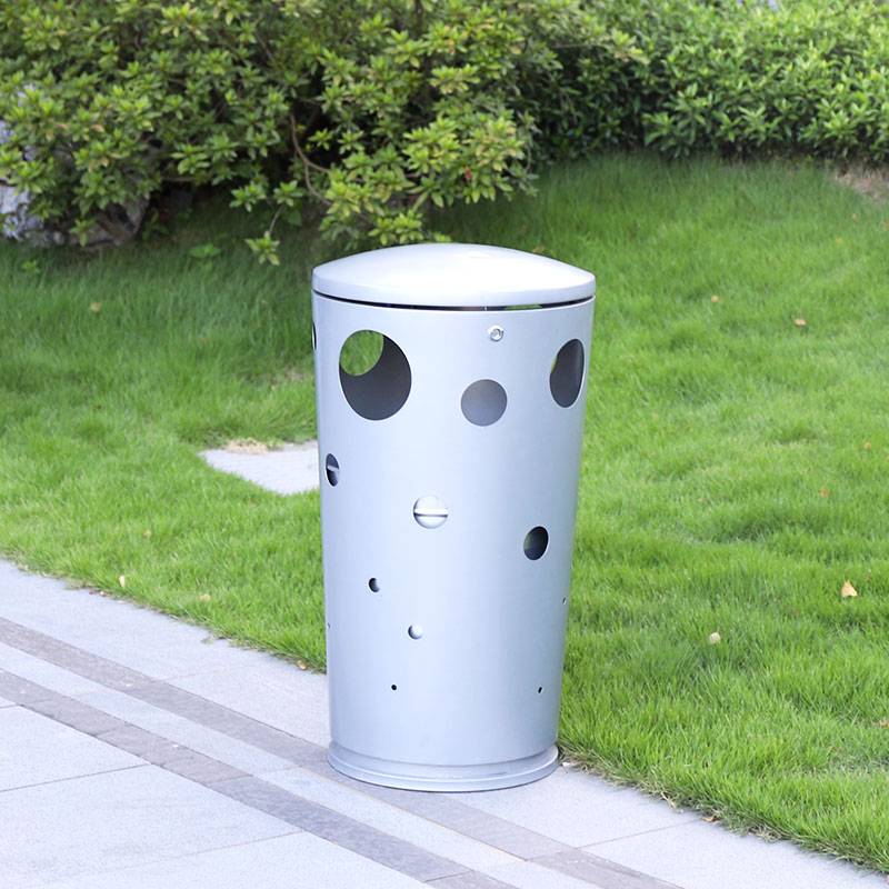 Street Metal Round Garbage Bin