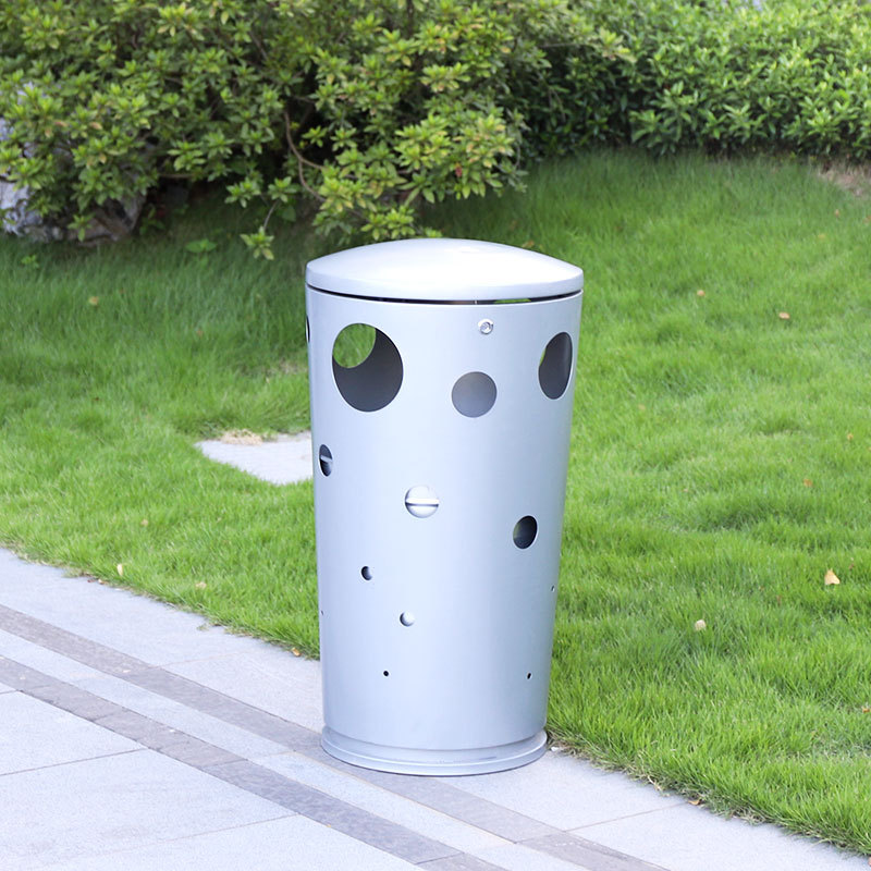Street Metal Round Garbage Bin