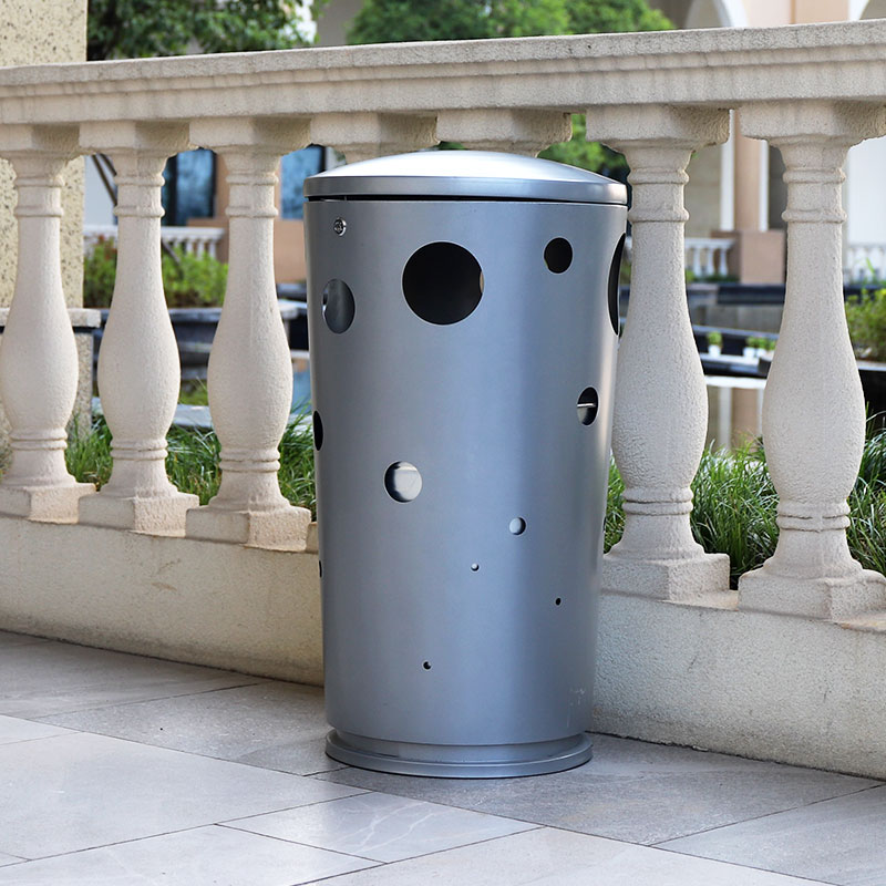 Street Metal Round Garbage Bin