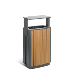 Outdoor Iron Wooden Waste Bin