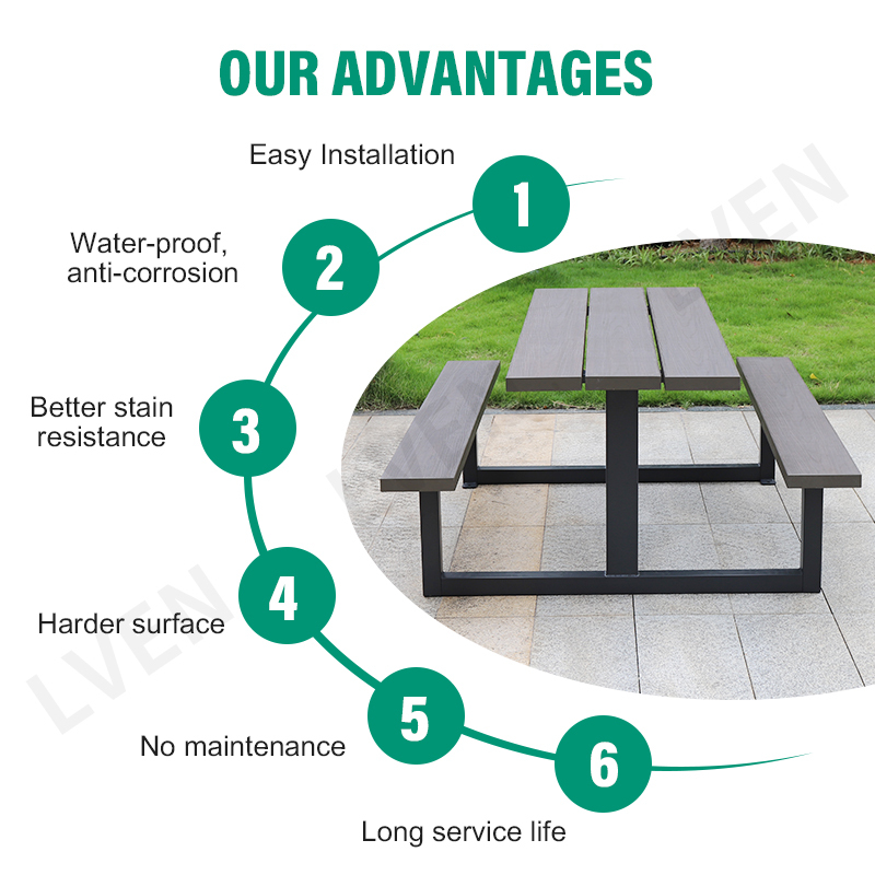 Modern Outdoor Table & Chairs Set - Galvanized Steel Frame with WPC Top